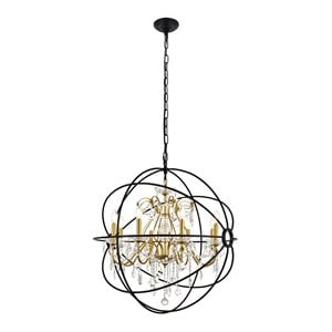 Living District Cordelia 8-Light Transitional Metal Pendant in Black and Gold