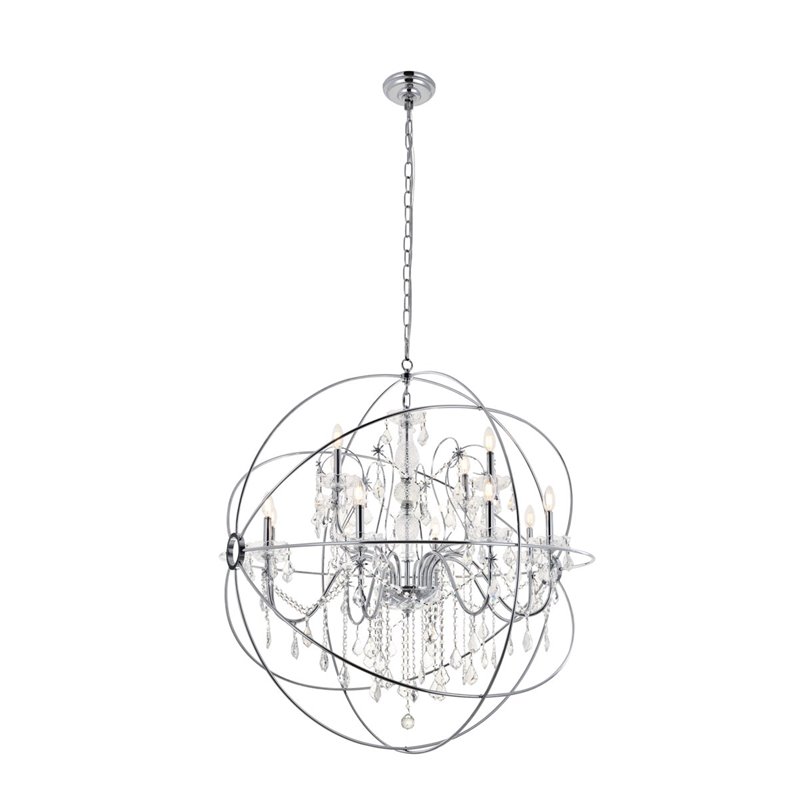 Living District Cordelia 12-Light Transitional Metal Pendant in Chrome