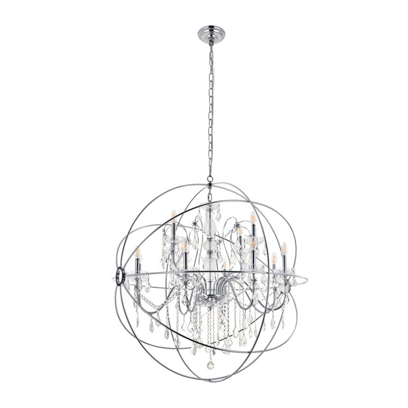 Living District Cordelia 12-Light Transitional Metal Pendant in Chrome