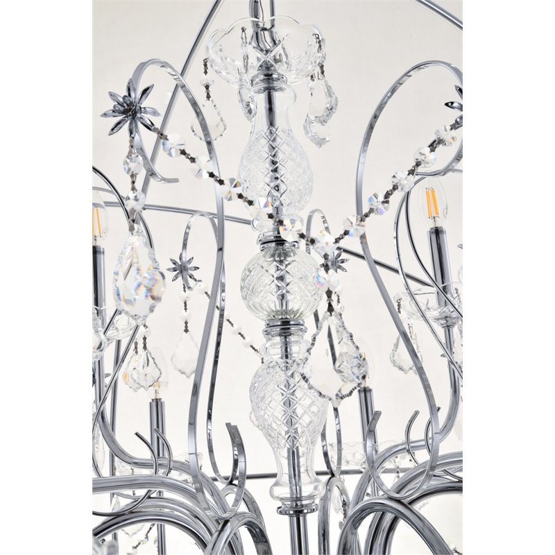 Living District Cordelia 12-Light Transitional Metal Pendant in Chrome