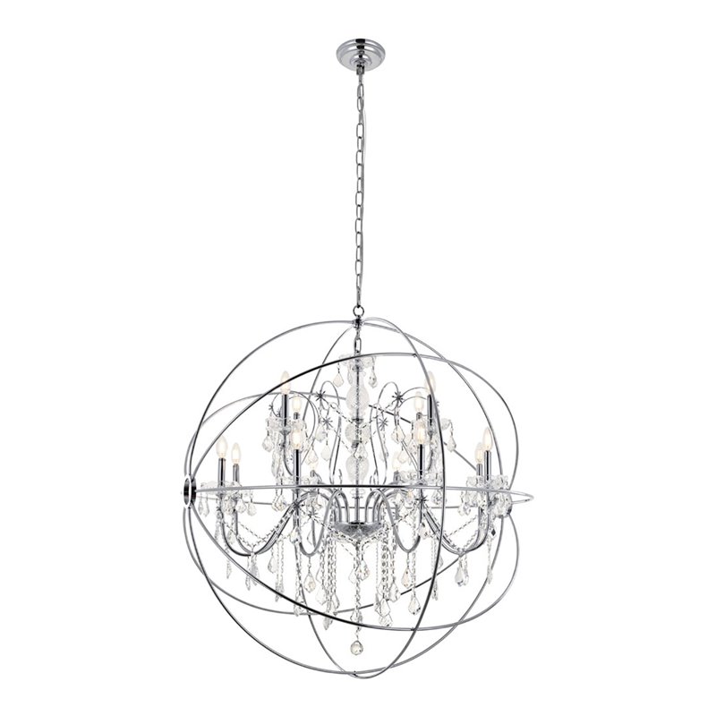 Living District Cordelia 12-Light Transitional Metal Pendant in Chrome