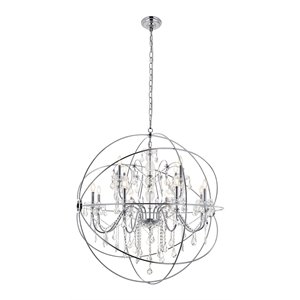 Living District Cordelia 12-Light Transitional Metal Pendant in Chrome