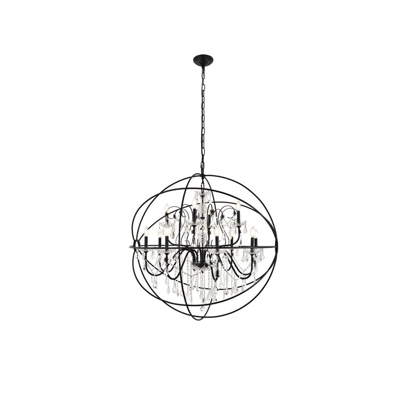 Living District Cordelia 12-Light Transitional Metal Pendant in Black