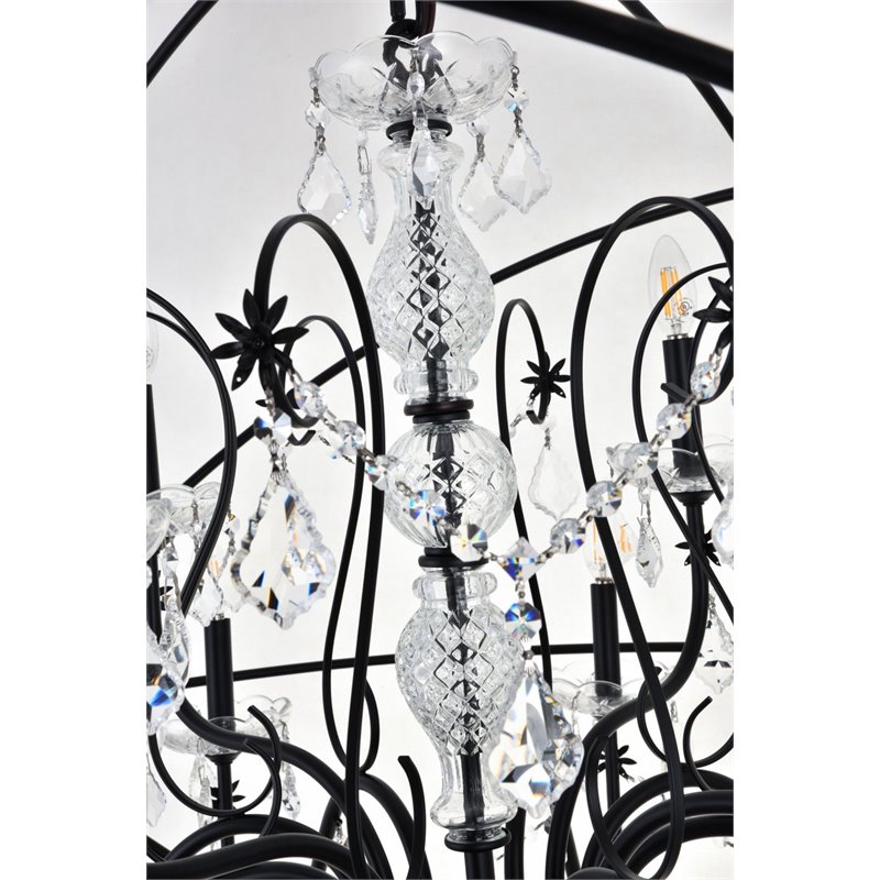Living District Cordelia 12-Light Transitional Metal Pendant in Black