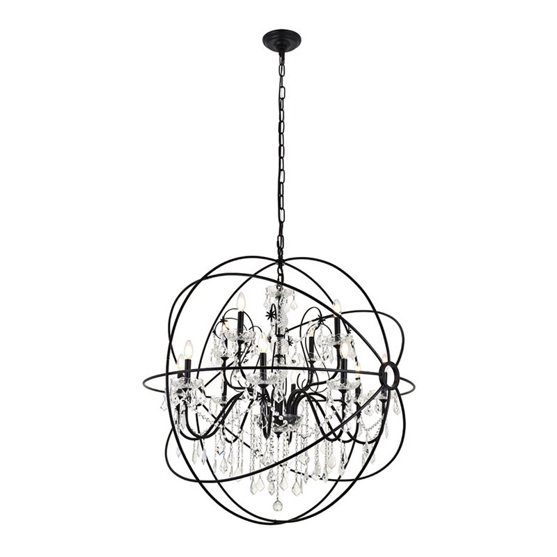 Living District Cordelia 12-Light Transitional Metal Pendant in Black