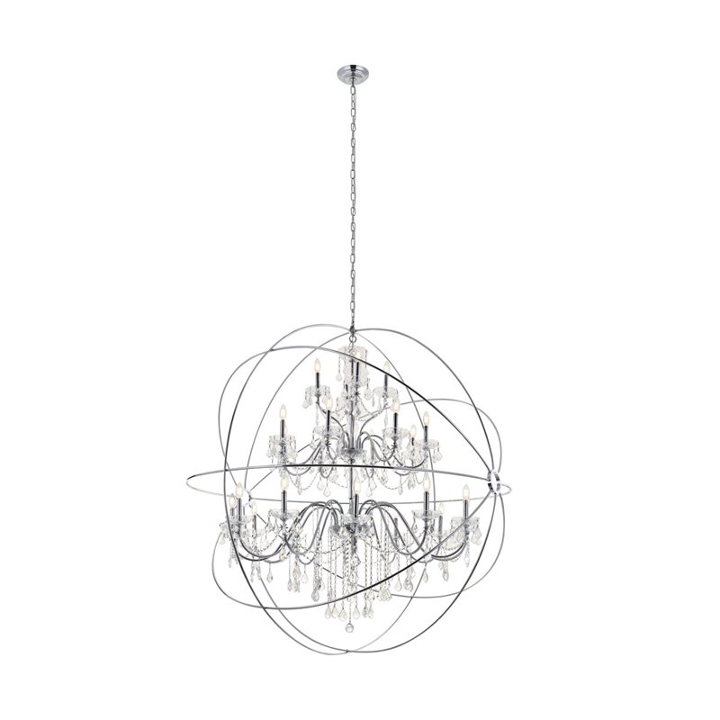 Living District Cordelia 24-Light Transitional Metal Pendant in Chrome