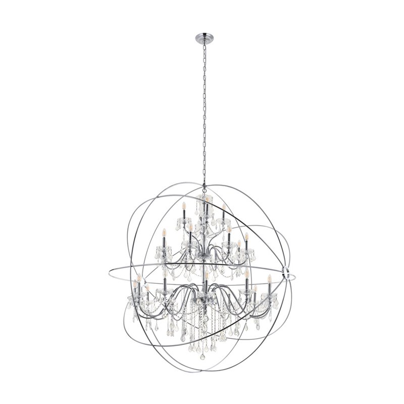 Living District Cordelia 24-Light Transitional Metal Pendant in Chrome