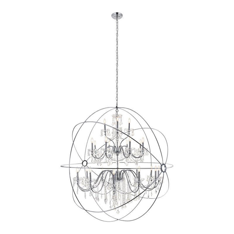 Living District Cordelia 24-Light Transitional Metal Pendant in Chrome
