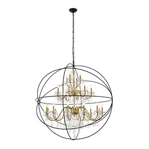 Living District Cordelia 24-Light Transitional Metal Pendant in Black and Gold