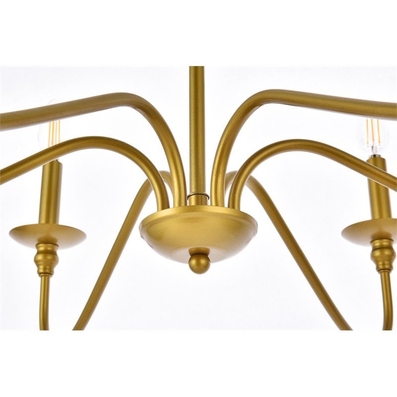 Living District Rohan 6-Light Transitional Metal Chandelier in Brass Finish