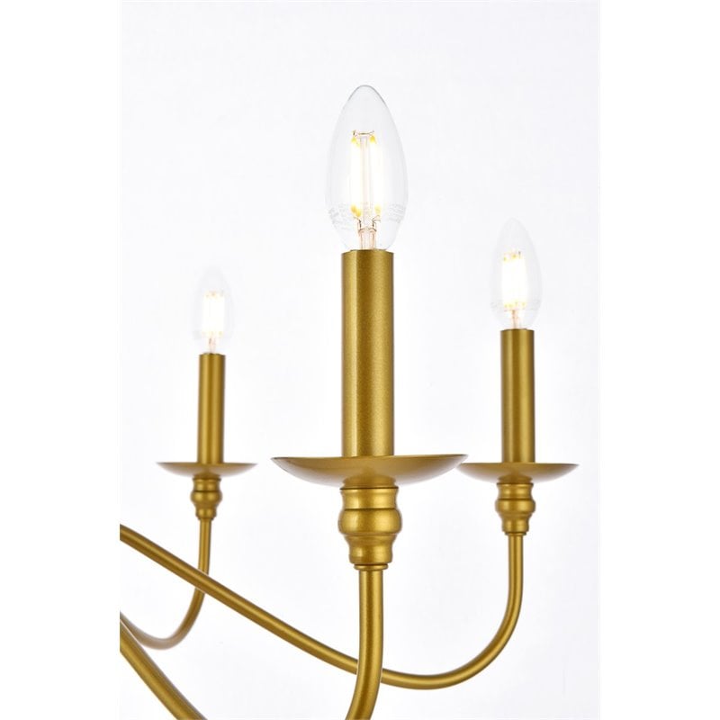 Living District Rohan 6-Light Transitional Metal Chandelier in Brass Finish