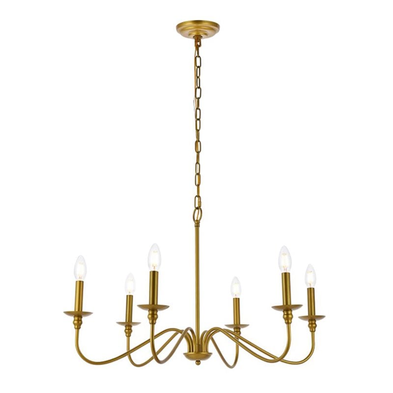Living District Rohan 6-Light Transitional Metal Chandelier in Brass Finish