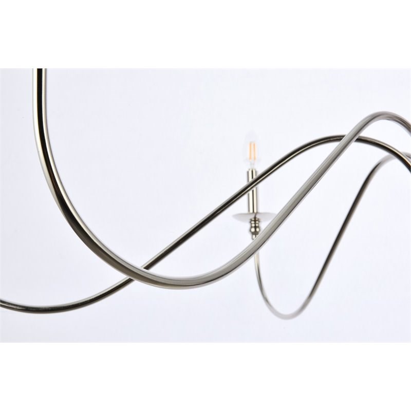 Living District Rohan 6-Light Transitional Metal Chandelier in Polished Nickel
