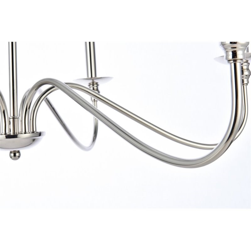 Living District Rohan 6-Light Transitional Metal Chandelier in Polished Nickel