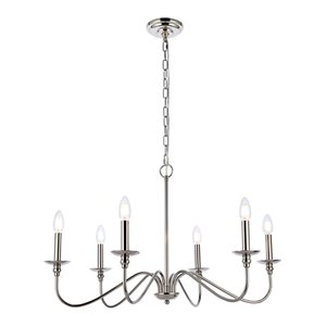 living district rohan 6-light transitional metal chandelier in polished nickel