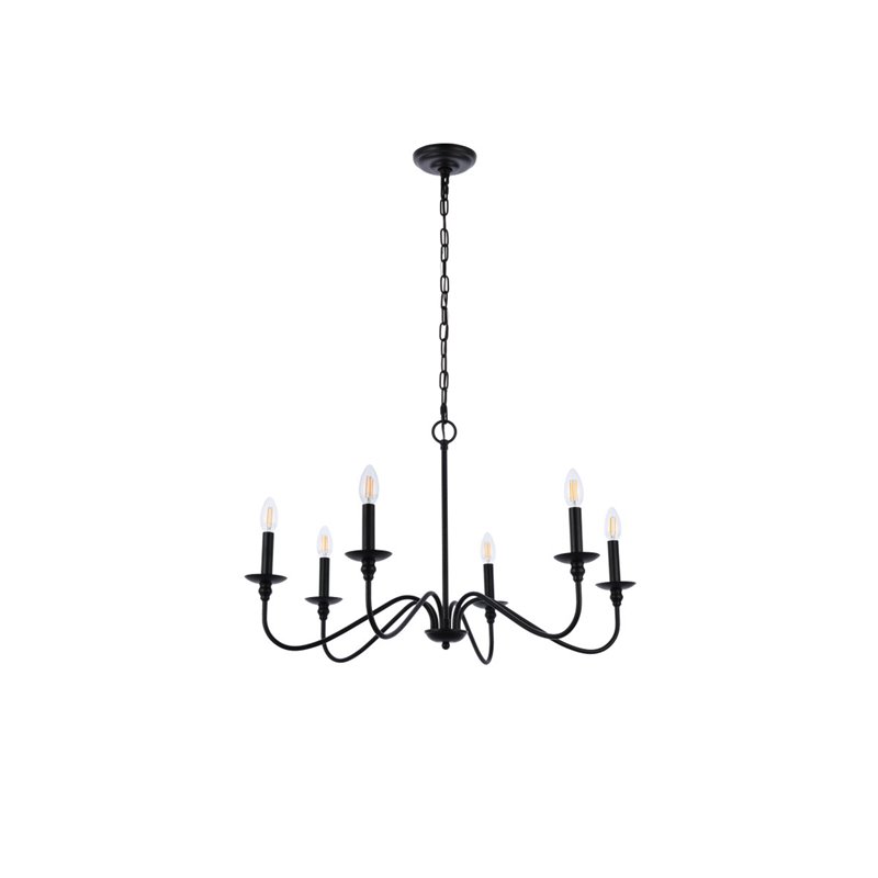Living District Rohan 6-Light Transitional Metal Chandelier - Matte Black Finish