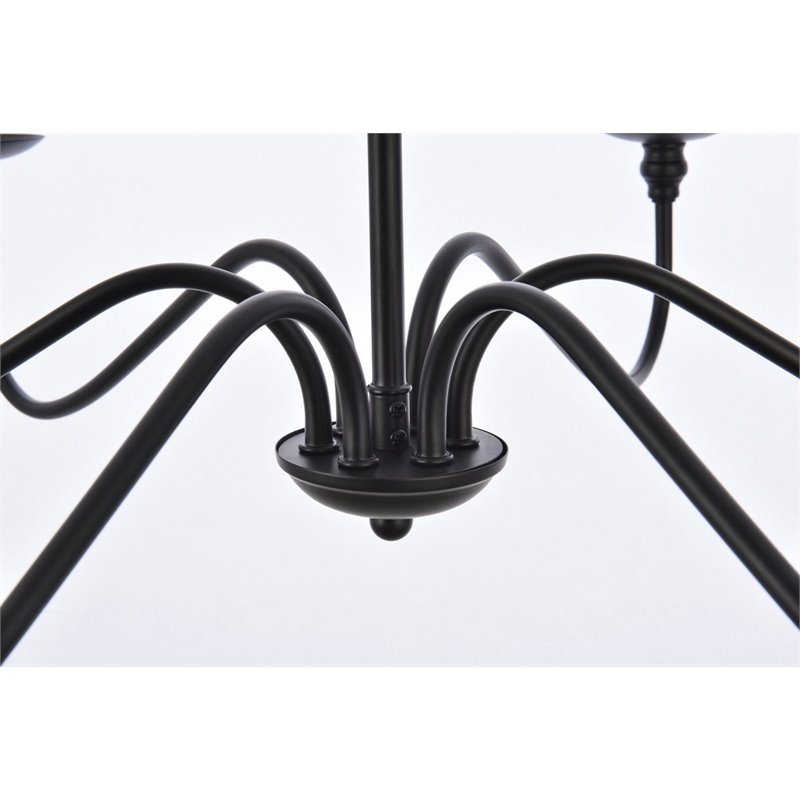 Living District Rohan 6-Light Transitional Metal Chandelier - Matte Black Finish
