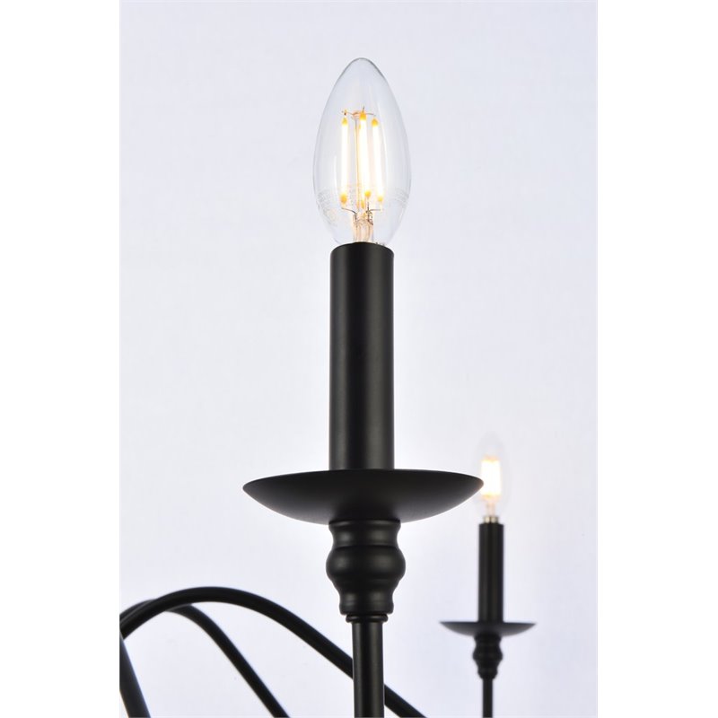 Living District Rohan 6-Light Transitional Metal Chandelier - Matte Black Finish