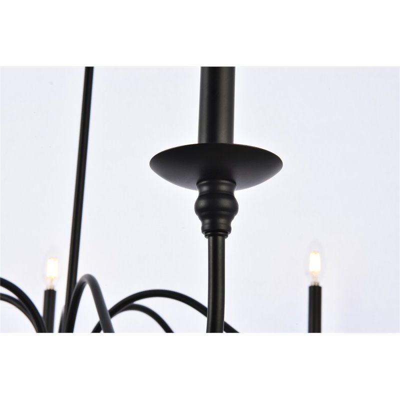 Living District Rohan 6-Light Transitional Metal Chandelier - Matte Black Finish