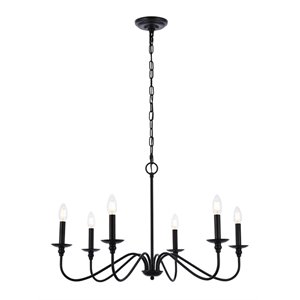 Living District Rohan 6-Light Transitional Metal Chandelier - Matte Black Finish
