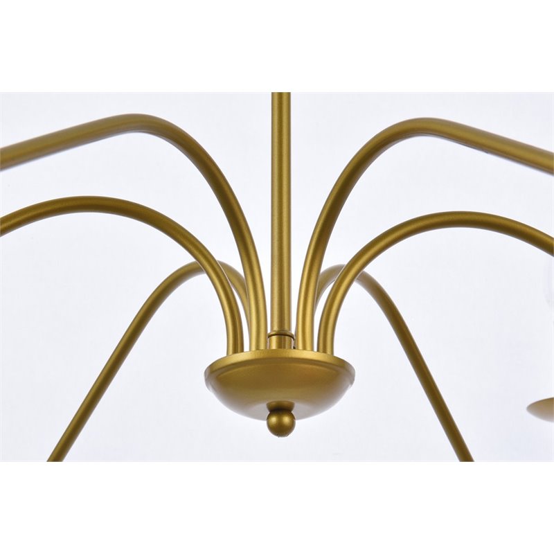Living District Rohan 6-Light Transitional Metal Chandelier in Brass Finish