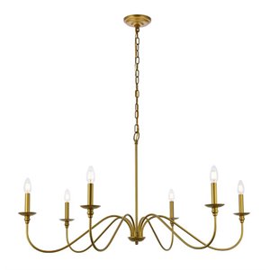 Living District Rohan 6-Light Transitional Metal Chandelier in Brass Finish