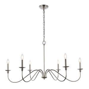 Living District Rohan 6-Light Transitional Metal Chandelier in Nickel
