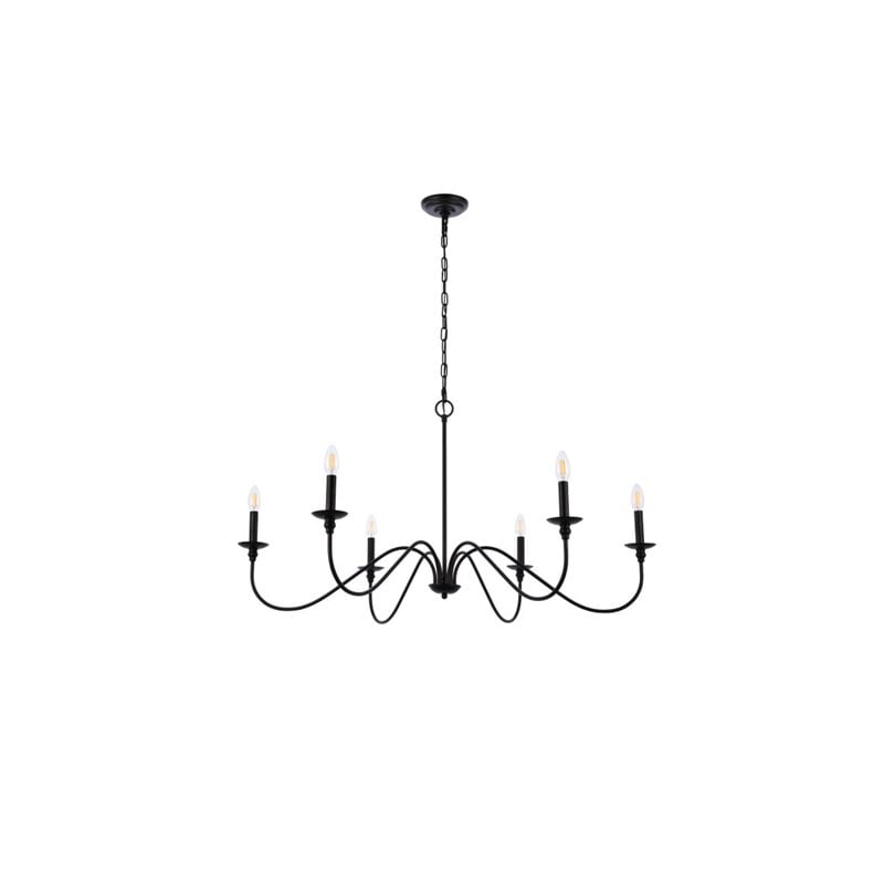 Living District Rohan 6-Light Transitional Metal Chandelier in Black