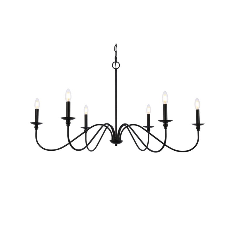 Living District Rohan 6-Light Transitional Metal Chandelier in Black