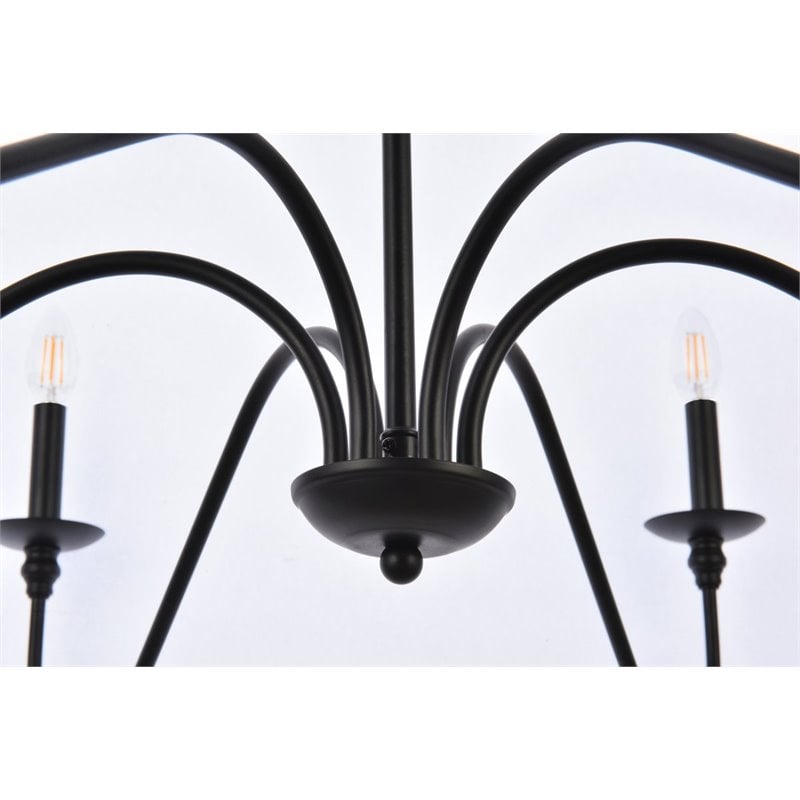 Living District Rohan 6-Light Transitional Metal Chandelier in Black