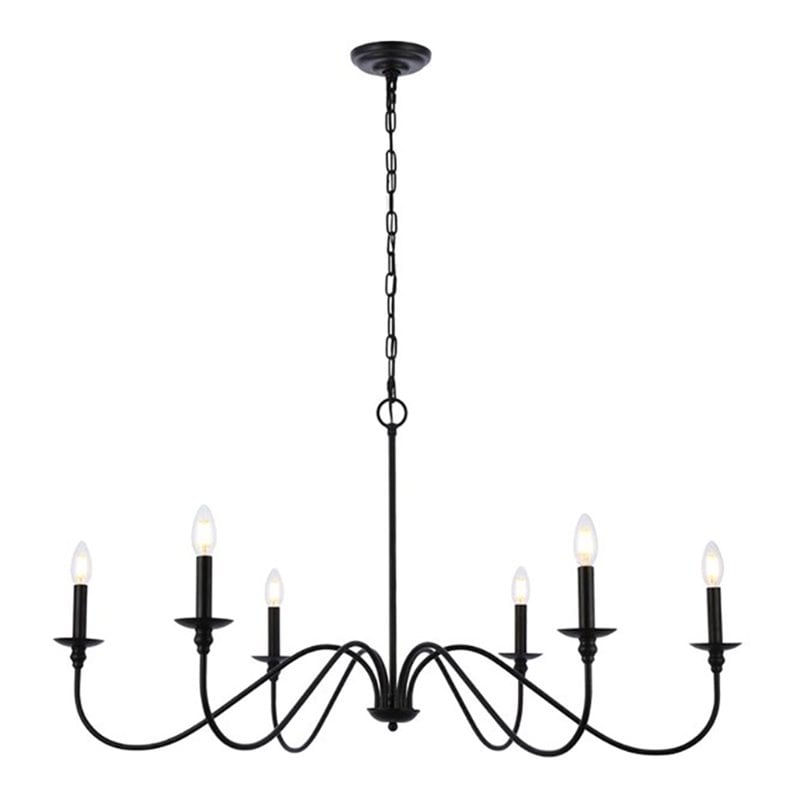 Living District Rohan 6-Light Transitional Metal Chandelier in Black