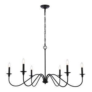 Living District Rohan 6-Light Transitional Metal Chandelier in Black