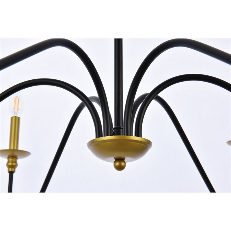 Living District Rohan 6-Light Transitional Metal Chandelier - Brass/Black Finish