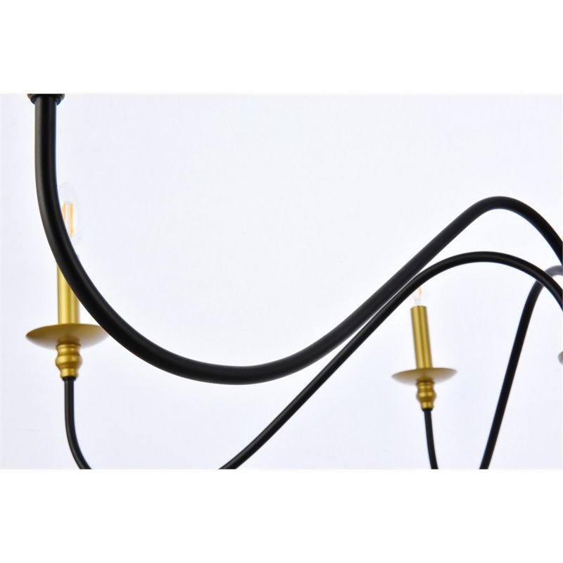 Living District Rohan 6-Light Transitional Metal Chandelier - Brass/Black Finish