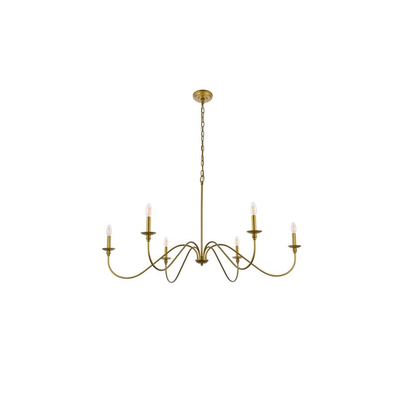 Living District Rohan 6-Light Transitional Metal Chandelier in Brass