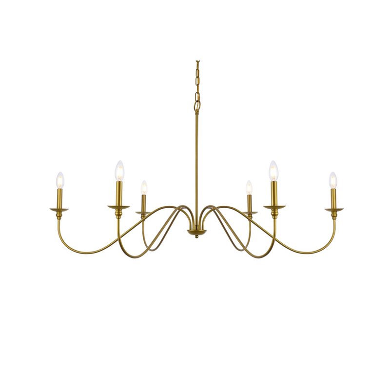 Living District Rohan 6-Light Transitional Metal Chandelier in Brass