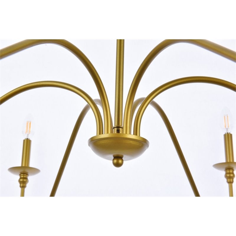 Living District Rohan 6-Light Transitional Metal Chandelier in Brass