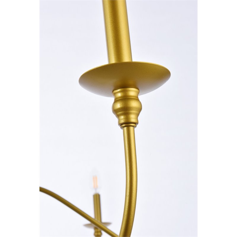 Living District Rohan 6-Light Transitional Metal Chandelier in Brass