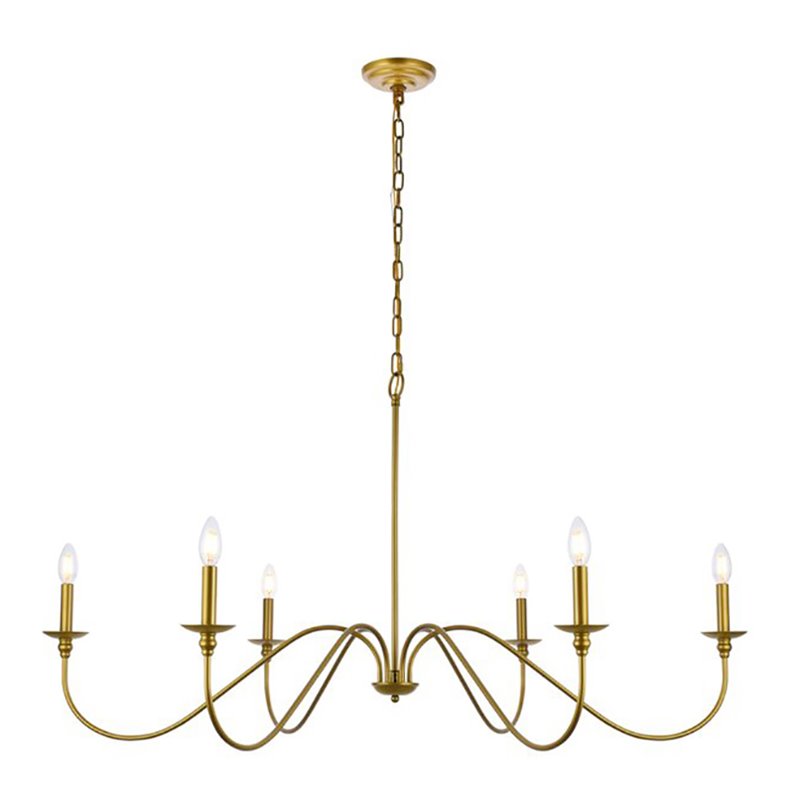 Living District Rohan 6-Light Transitional Metal Chandelier in Brass