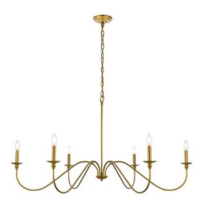 Living District Rohan 6-Light Transitional Metal Chandelier in Brass
