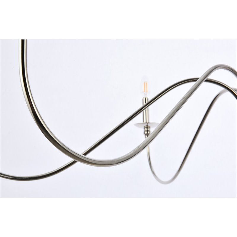 Living District Rohan 6-Light Transitional Metal Chandelier in Polished Nickel