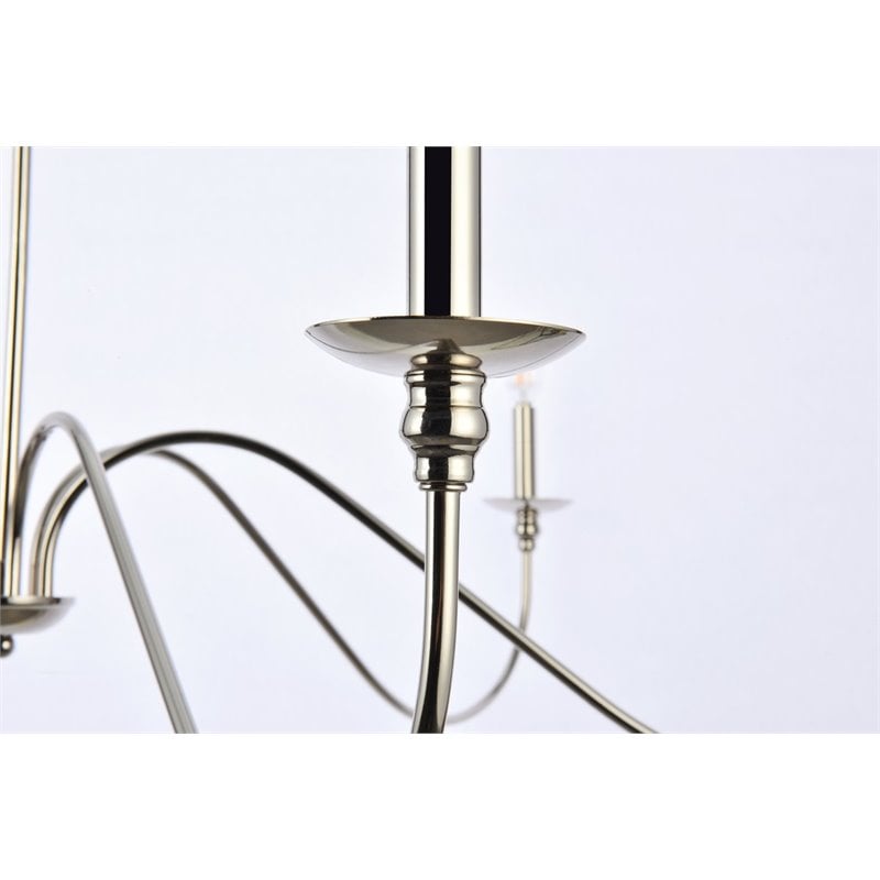 Living District Rohan 6-Light Transitional Metal Chandelier in Polished Nickel