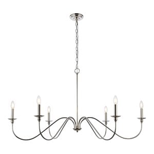 Living District Rohan 6-Light Transitional Metal Chandelier in Polished Nickel