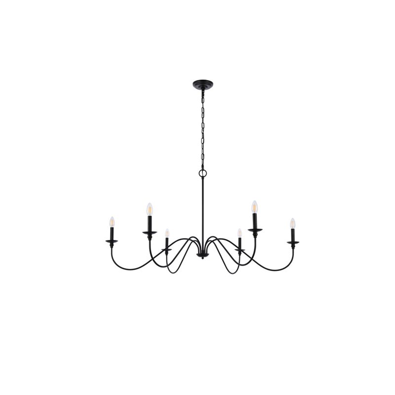 Living District Rohan 6-Light Transitional Metal Chandelier in Matte Black