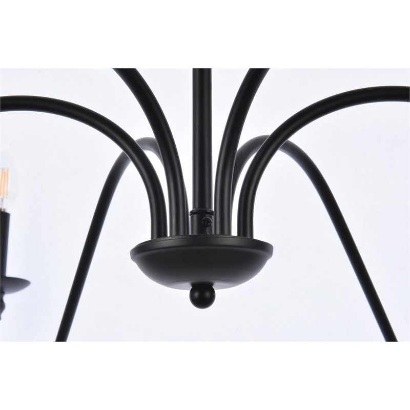 Living District Rohan 6-Light Transitional Metal Chandelier in Matte Black