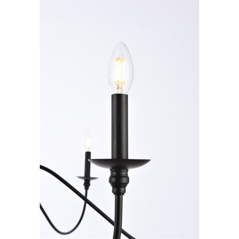 Living District Rohan 6-Light Transitional Metal Chandelier in Matte Black