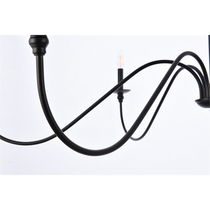 Living District Rohan 6-Light Transitional Metal Chandelier in Matte Black