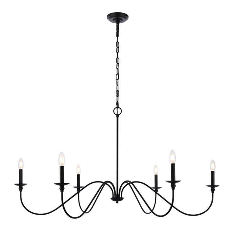 Living District Rohan 6-Light Transitional Metal Chandelier in Matte Black