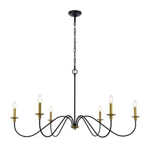 Living District Rohan 6-Light Transitional Metal Chandelier in Brass and Black