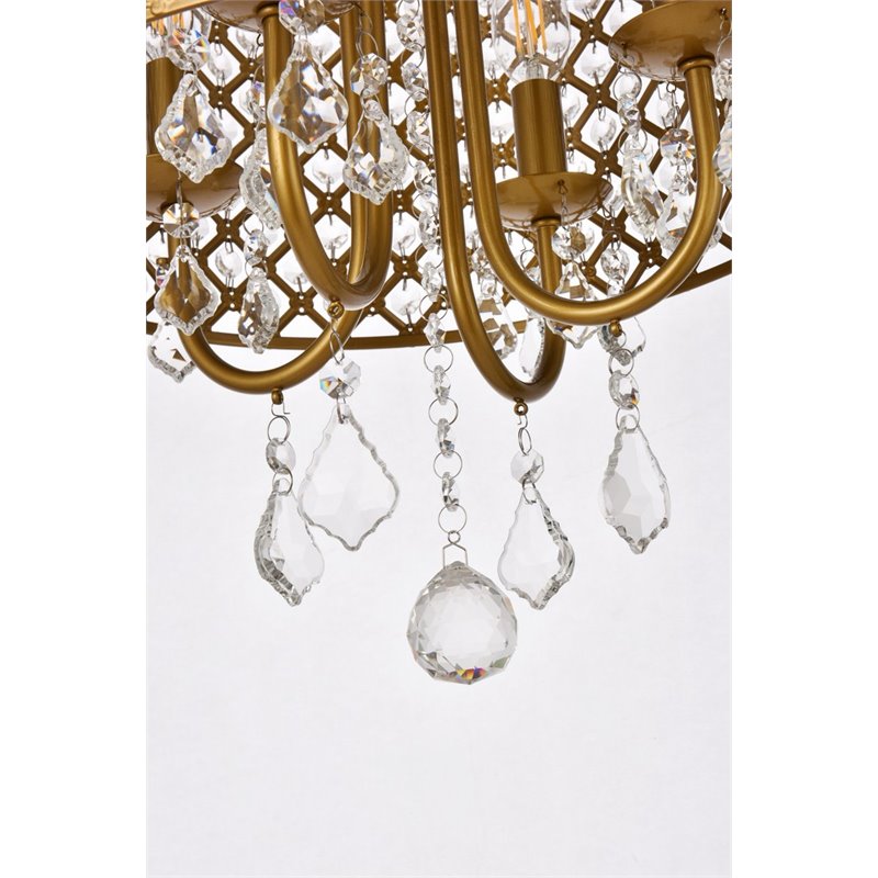 Living District Elise 4-Light Transitional Metal Flush Mount in Brass Finish